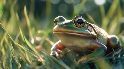 Green Frog in Grass