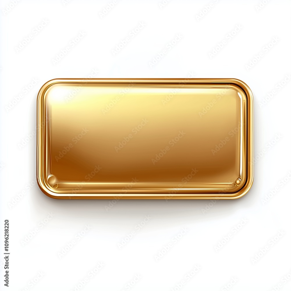 Poster gold 3d rectangle button isolated on white background. glossy golden metallic shape. 3d realistic ve