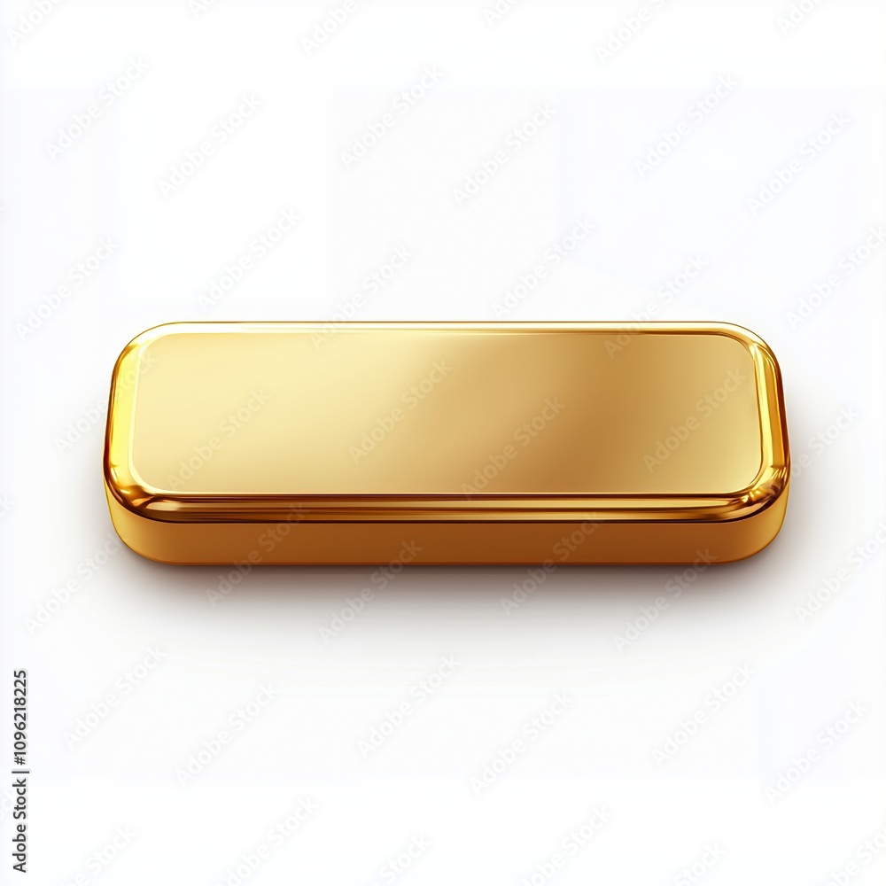 Poster gold 3d rectangle button isolated on white background. glossy golden metallic shape. 3d realistic ve