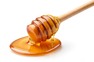 Honey dripping liquid syrup,isolated on white background