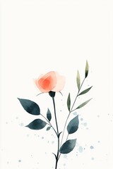 Capturing Serenity A Single Rose Tranquil Space Watercolor Illustration Minimalist Style Soft Palette Nature Inspiration