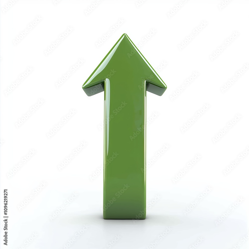 Poster green upward arrow isolated on a white background. clean and glossy design. concept of direction and