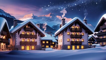 winter landscape with houses