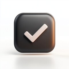 Like or correct symbol icon isolated white background, checkmark button, mobile app icon. 3d render illustration
