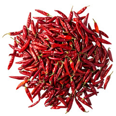 Fototapeta premium Vibrant Red Chili Peppers Piled Together on a White Background Showcasing Their Rich Color and Unique Shape, Isolated on transparent background