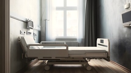 Fototapeta premium Hospital intensive care unit with medical staff monitoring critical patient, life support systems in action, and compassionate care in a high-stakes environment. 