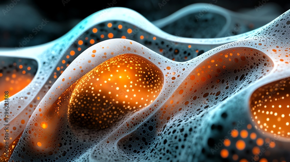 Fototapete abstract representation of interconnected structures with glowing elements.