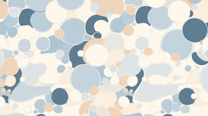 Fototapeta premium Abstract design featuring repetitive, rhythmic patterns of soft circles and lines in calming shades of light blue and beige.