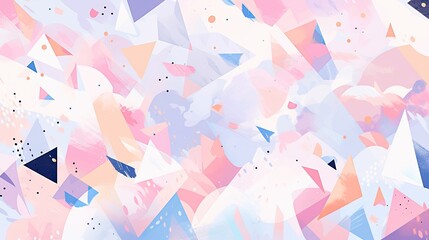 A bold geometric backdrop with interlocking pastel polygons creates a sense of movement and modernity.