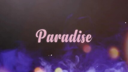 Paradise Text animation cartoon doodle hand drawing motion graphics clip template with colorful lights animation. HD resolution with hyper realistic 4K black Background. - Powered by Adobe