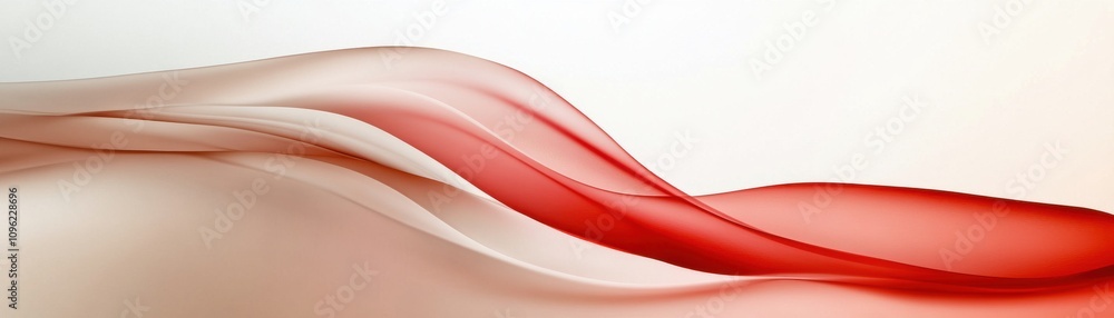 Poster a smooth, flowing design featuring gentle curves in warm hues of red and cream, creating an elegant 