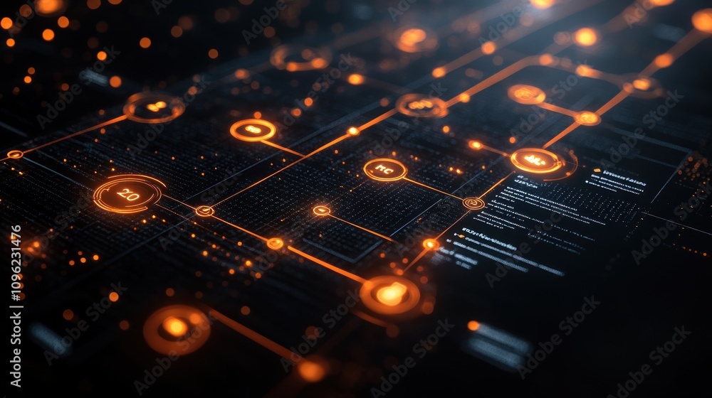 Aufkleber futuristic digital network interface: abstract technology background
