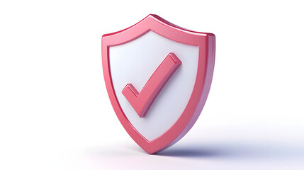 
cartoon 3d Icon safety shield check mark perspective . . 3d vector illustration. white background