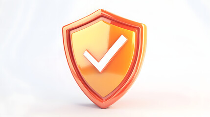 
cartoon 3d Icon safety shield check mark perspective . . 3d vector illustration. white background