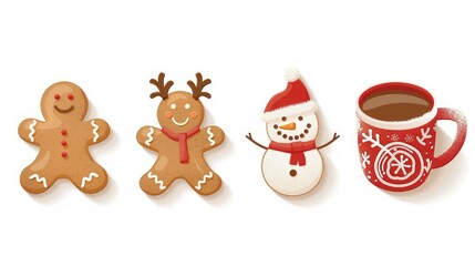 Naklejka premium Set of gingerbread cookies 