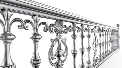 Obraz premium 3D Ornate Steel Railing with Elaborate Designs, Transparent Background for Sophisticated Decor..