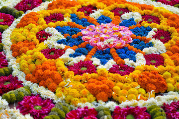 Beautiful greeting card with holiday composition for celebrate Onam
