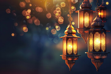 Beautiful greeting card with bright holiday composition for happy and joy celebrate Ramadan