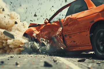 Collision of vehicles involved in major accident on road with major damage