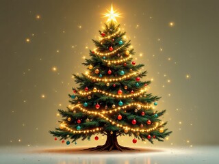 A sparkling Christmas tree, festive and bright.