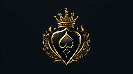 Luxury poker club logo with gold and black accents, featuring an ace and crown motif