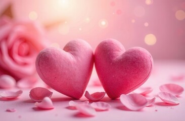 Obraz premium two hearts on pink background