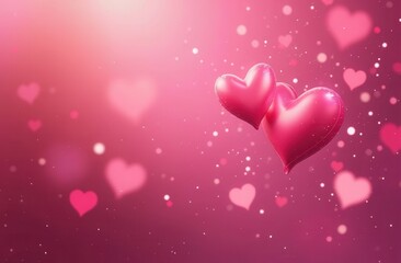 pink blurred background with hearts