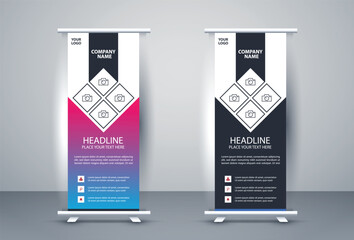 Retractable x stand banner pull popup banner template with a distinctive design for a stylish corporate business roll-up banner signs standee