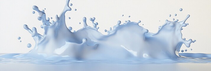 Fototapeta premium Dynamic splash of crystal-clear water creating intricate patterns and droplets against a white background, showcasing fluid motion and liquid artistry.