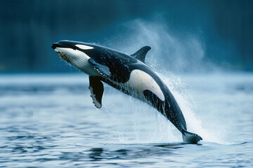 Fantastically beautiful majestic huge whale in deep ocean