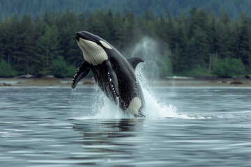 Fototapeta premium Fantastically beautiful majestic huge whale in deep ocean