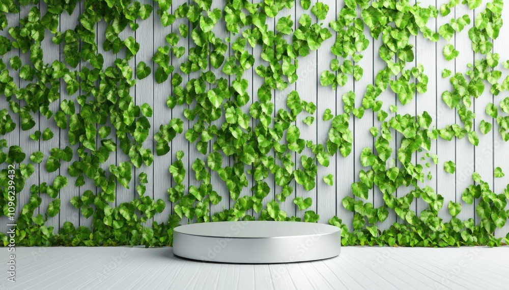 Poster greenery backdrop display indoor studio photography setup minimalist environment close-up view