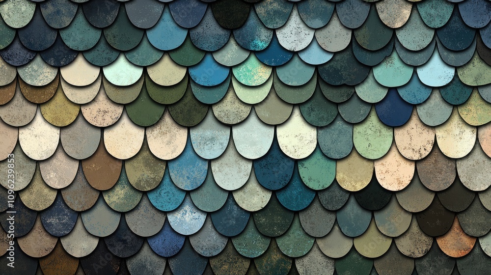 Poster Textured scale patterns abstract art digital design colorful palette close-up aesthetics