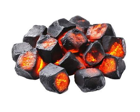 a pile of coals with hot coals