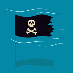 black pirate flag with skull and bones