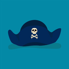 blue large hat with pirate symbols on a blue background