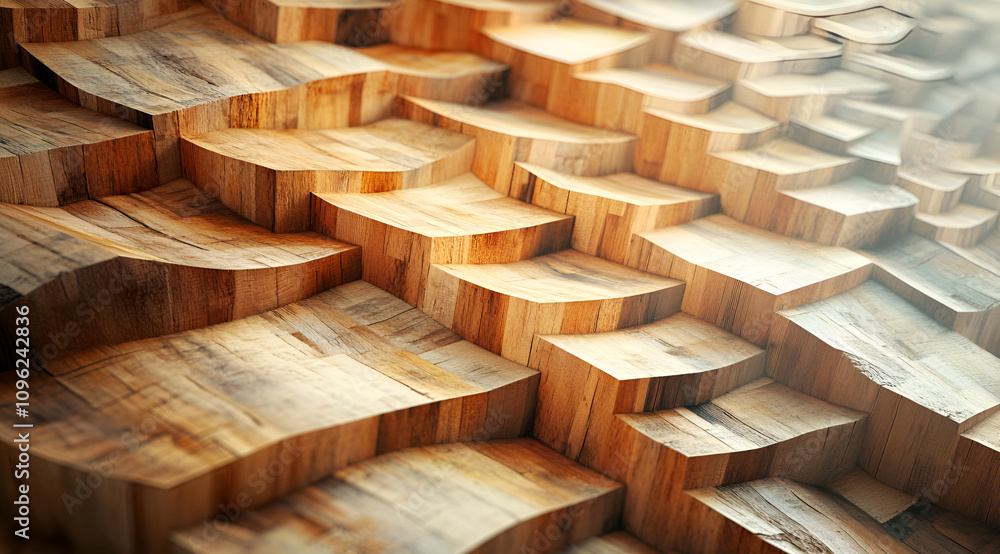 Aufkleber a close-up view of intricately carved wooden patterns, highlighting texture and craftsmanship in nat
