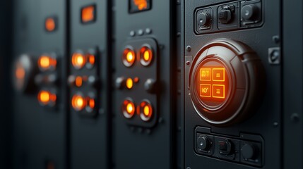 Fototapeta premium Control panel with illuminated buttons