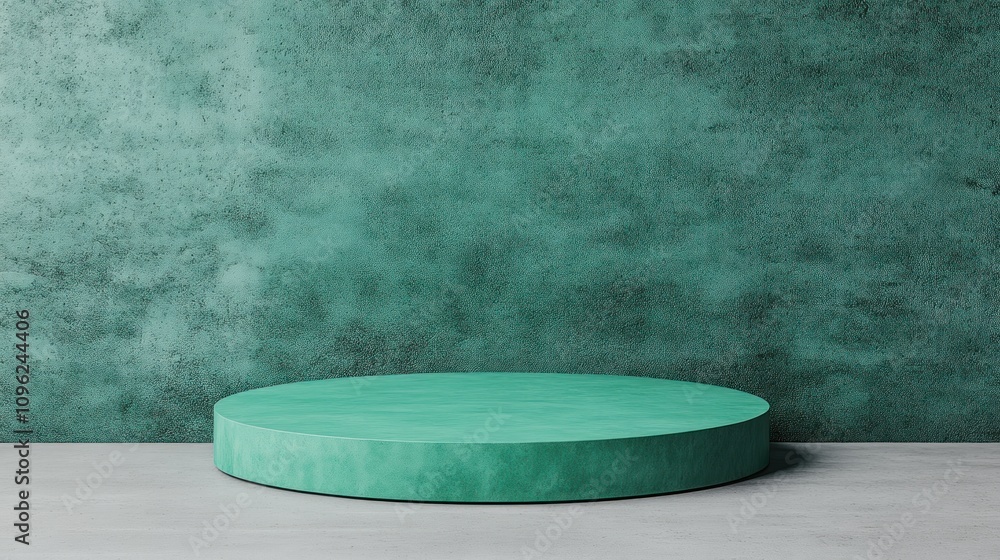 Poster minimalist green platform display studio background product photography indoor side view modern desi