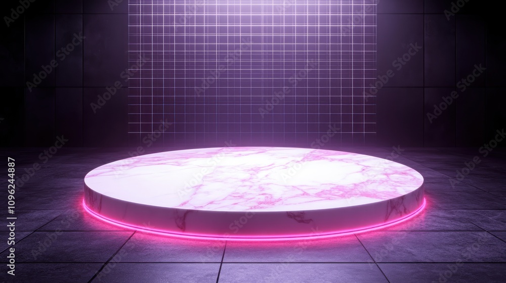 Poster Dynamic stage setup for events modern studio visual display neon lighting futuristic design