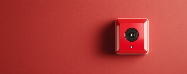 fire alarm control  Red security camera, white isolated background