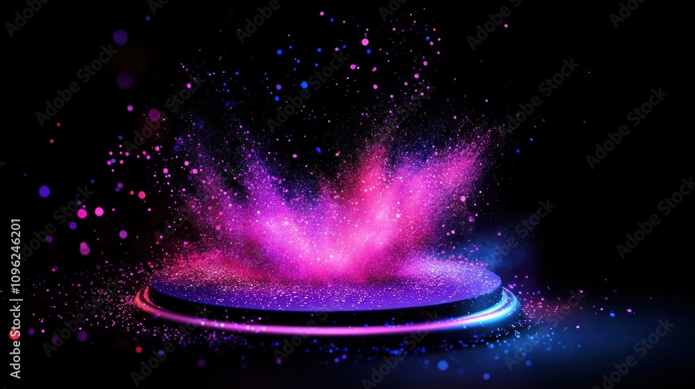 Poster vibrant color explosion digital art abstract design dark background creative concept