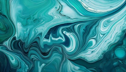 Obraz premium abstract teal blue and green marble background with liquid texture