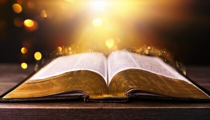 shining holy bible ancient book banner illuminated message generative ai