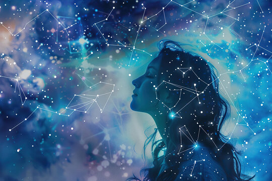 Astrological composition with concept of Virgo zodiac sign symbol