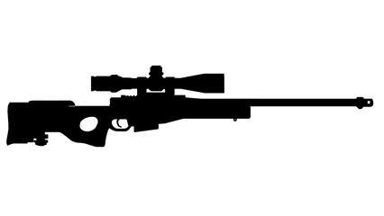 silhouette upgraded l96 multi-caliber rifle with optical sight on a white background