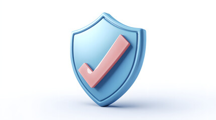
cartoon 3d Icon safety shield check mark perspective . . 3d vector illustration. white background