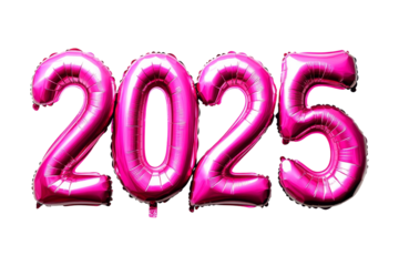 Celebratory balloon display event venue 2025 theme festive atmosphere close-up new year celebration