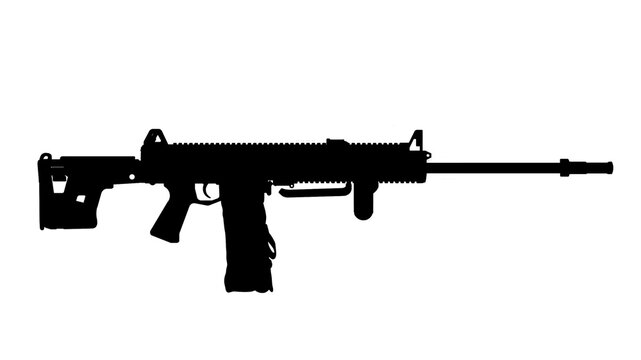silhouette upgraded Russian rpl 20 machine gun with tactical grip, folding stock on a white background