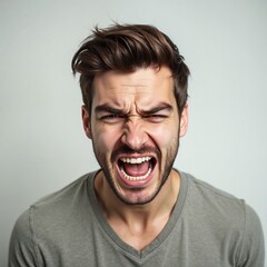 Man screaming with intense emotion, raw expression of frustration